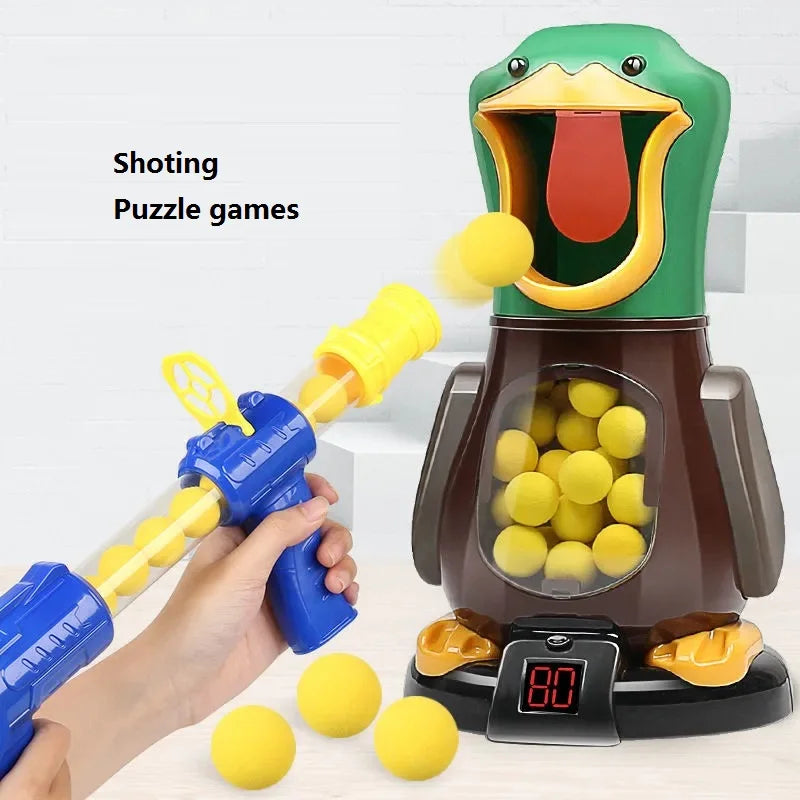 Hungry Shooting Duck Toys Air-powered Gun Soft Bullet Ball With Light Electronic Scoring Battle Games Funny Gun Toy for Kids