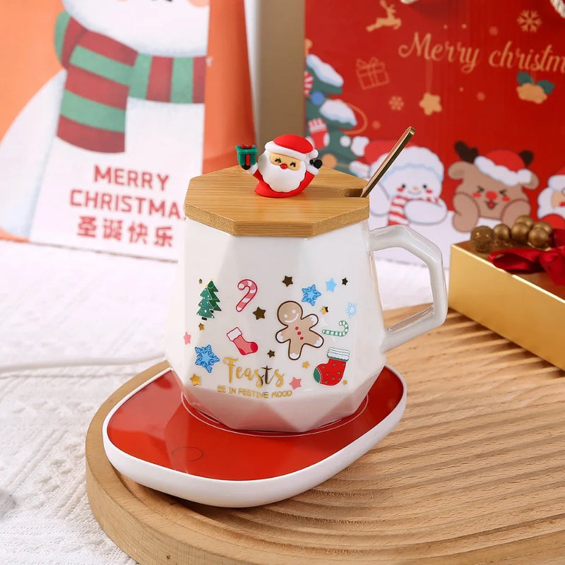 Caneca Feasts Natalina com Tampa e Aquecedor - Presente Perfeito para o Natal