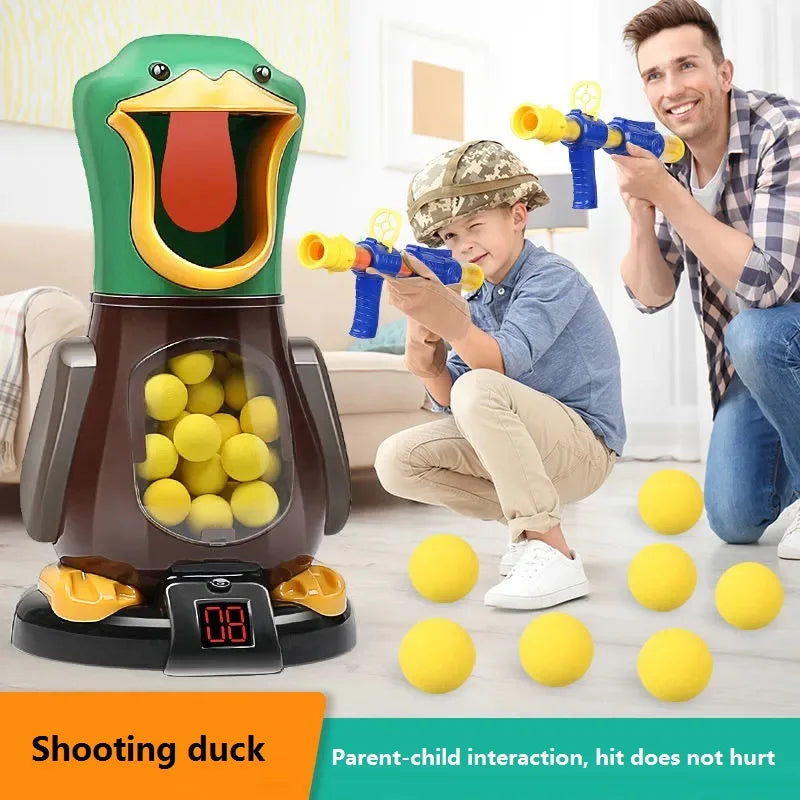 Hungry Shooting Duck Toys Air-powered Gun Soft Bullet Ball With Light Electronic Scoring Battle Games Funny Gun Toy for Kids