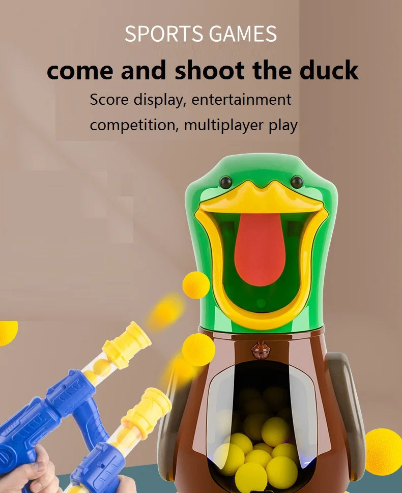 Hungry Shooting Duck Toys Air-powered Gun Soft Bullet Ball With Light Electronic Scoring Battle Games Funny Gun Toy for Kids